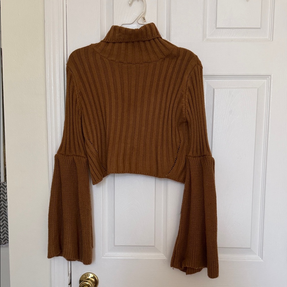 SHEIN Camel Ribbed Turtleneck Sweater
